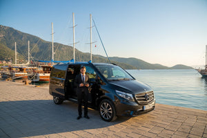 TTT Transfer – Trustable Turkish Transfer Mercedes Vito private transfer from Fethiye to Antalya Airport with Ölüdeniz Blue Lagoon and turquoise Mediterranean coast
